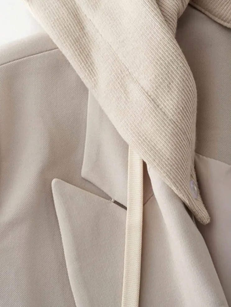 Beige hooded blazer